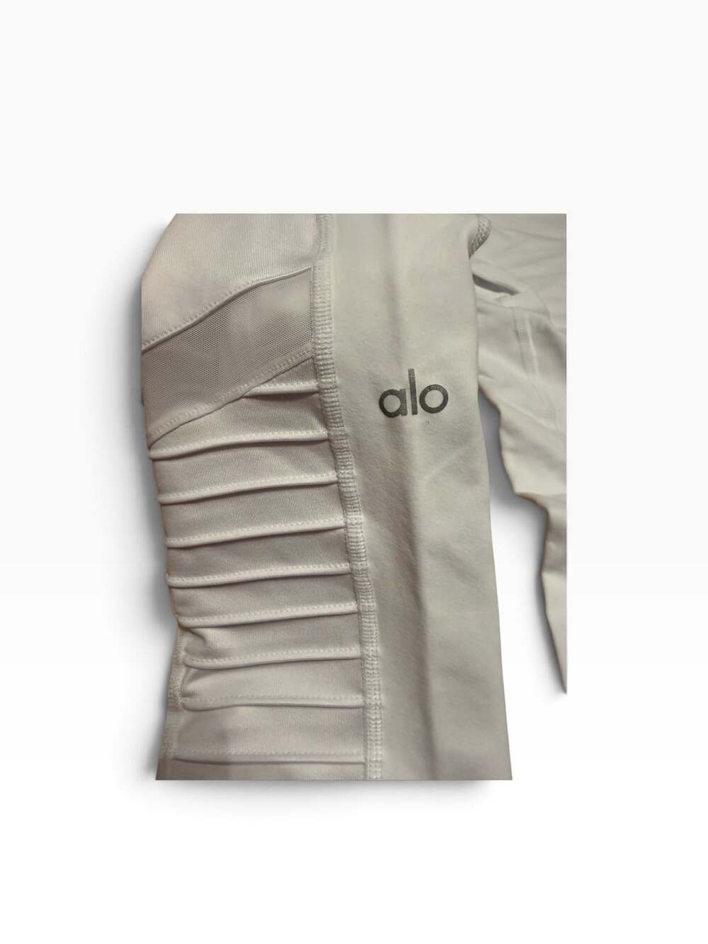 Alo Yoga Moto Legging Size M White Ribbed Mesh High Waist - Picture 5 of 5